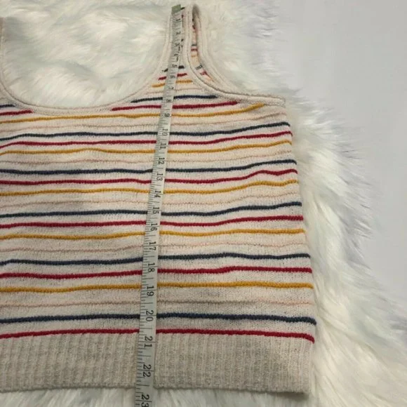 Madewell Womens Beige Striped Sleeveless Scoop Neck Tank Sweater Size 2X Plus - Picture 11 of 12